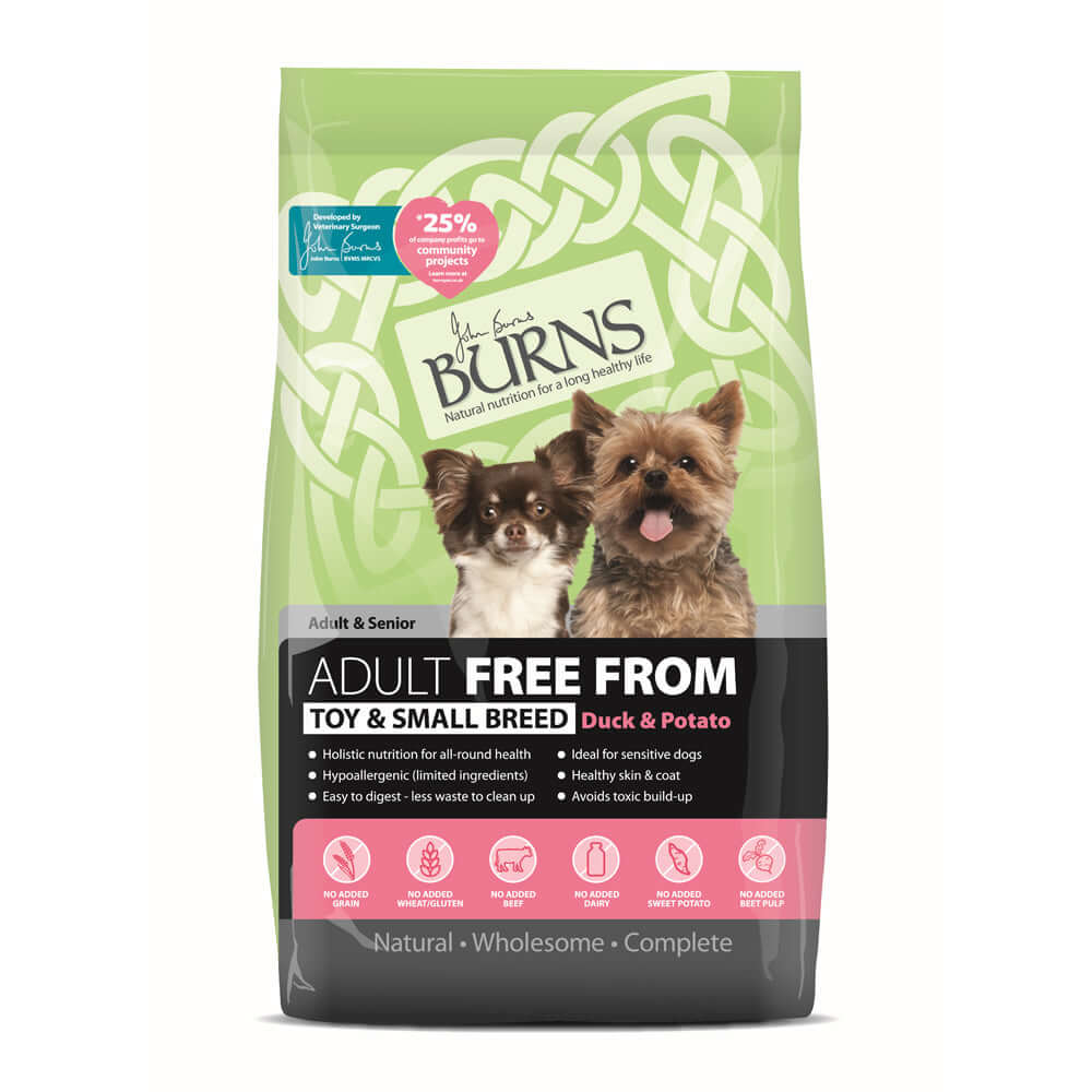 Burns Adult Dog Free From Small/Toy Breed Duck & Potato Grain Free Dry Dog Food