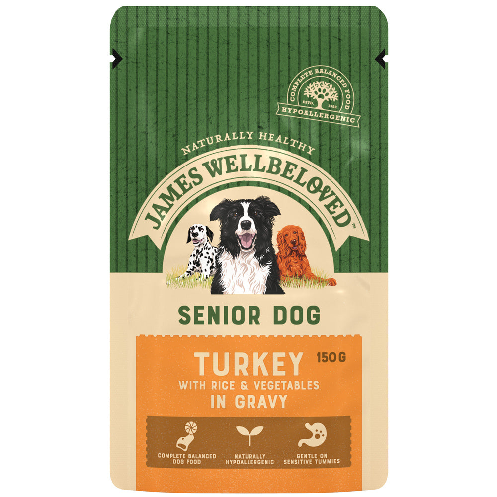 James Wellbeloved Dog Senior Turkey & Rice Pouch Wet Dog Food
