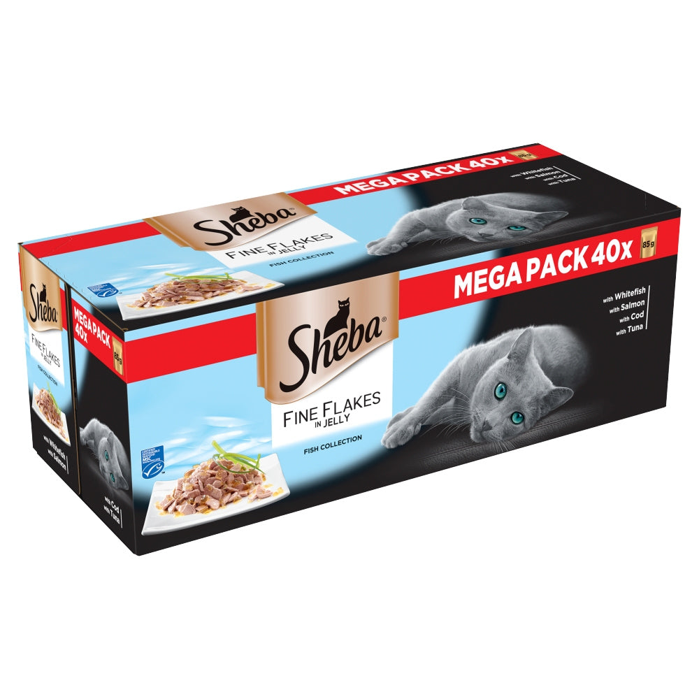 Sheba Fine Flakes Cat Pouches Fish Collection in Jelly Wet Cat Food