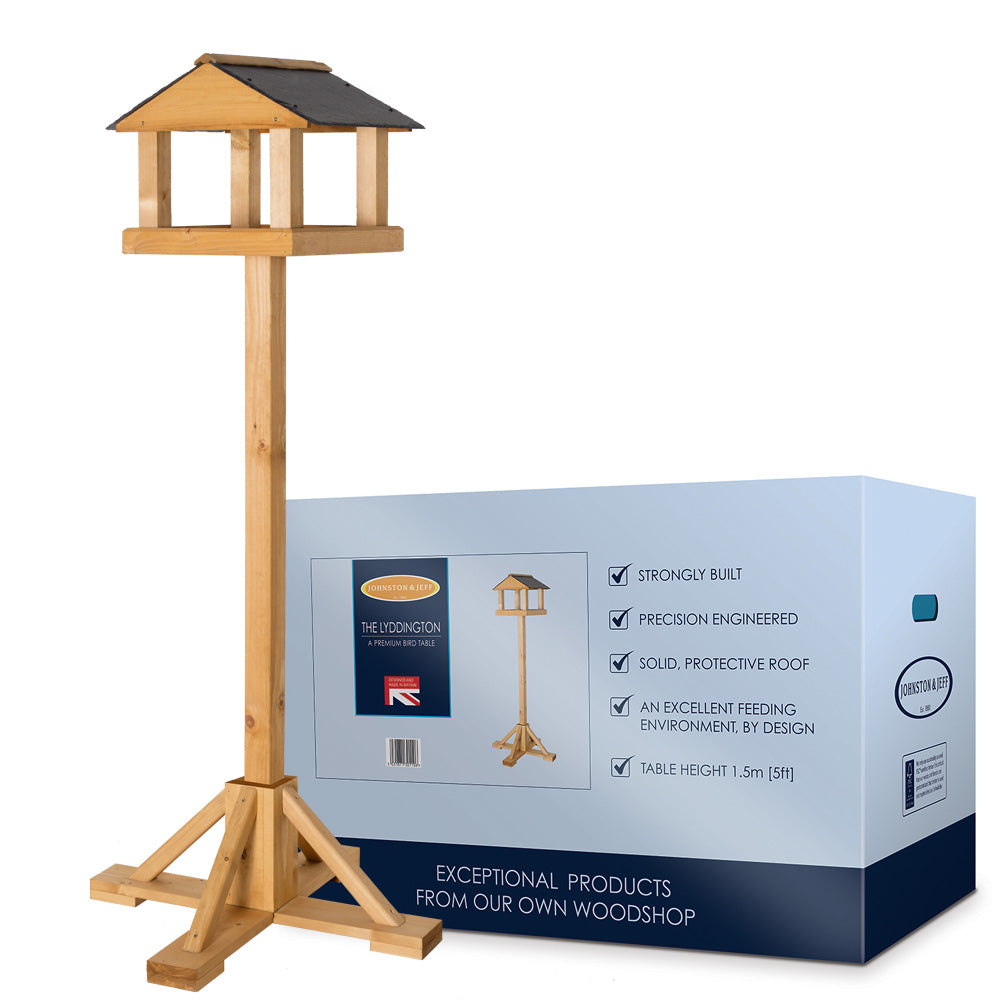 Johnston & Jeff Lyddington Bird Table with Natural Slate Roof with box