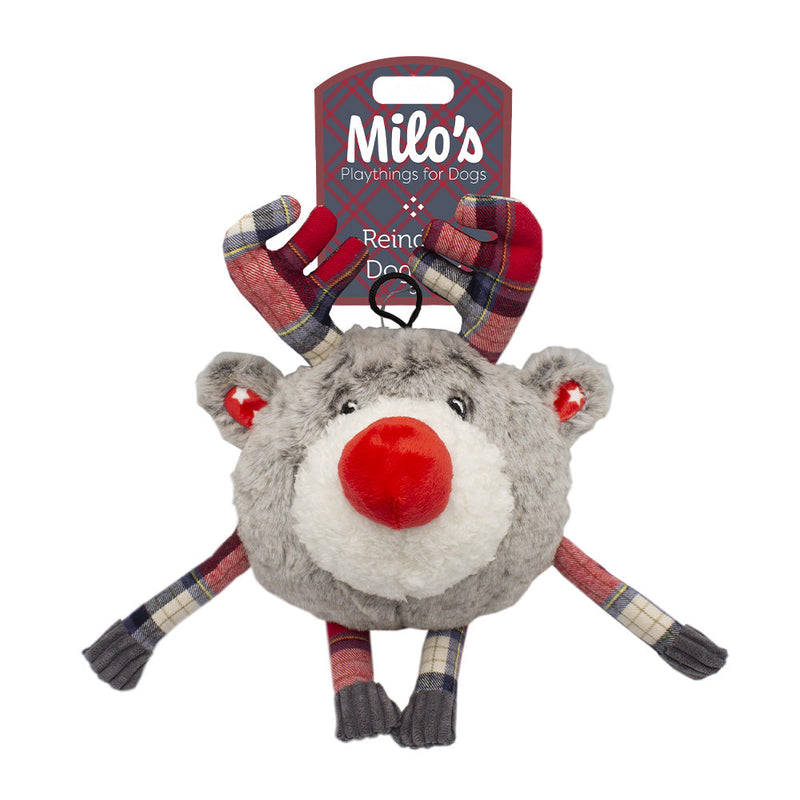Milo's Red Check Reindeer Dog Toy